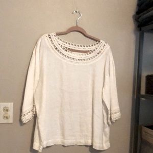 JJill white linen top